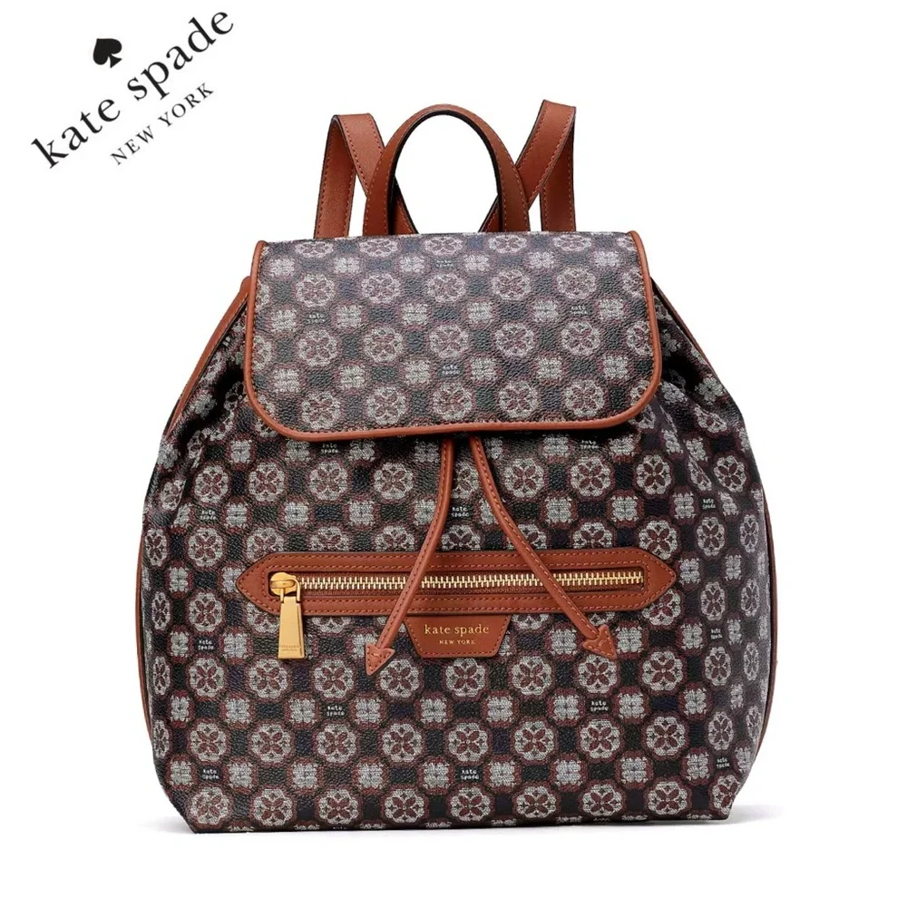 NWT KATE SPADE Spade Flower‎ Monogram Mia Flap Backpack Casual Bag